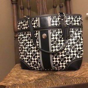 Authentic Black and White Coach Purse